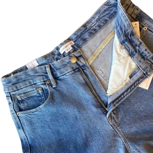 Good American Good Skate Crop High Rise Wide Leg Jeans 12 Indigo NWT - Picture 4 of 11
